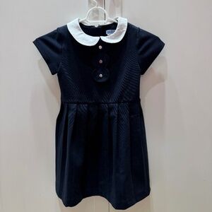 Jacadi Paris Girls Navy Blue Dress with White Peter Pan Collar